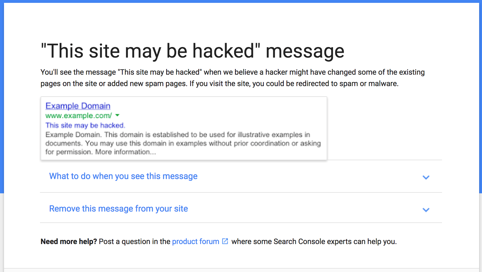 site may have been hacked - google message