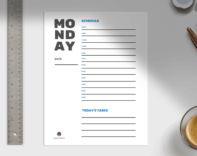 A photo of the daily planner downloadable and printable planning sheets.