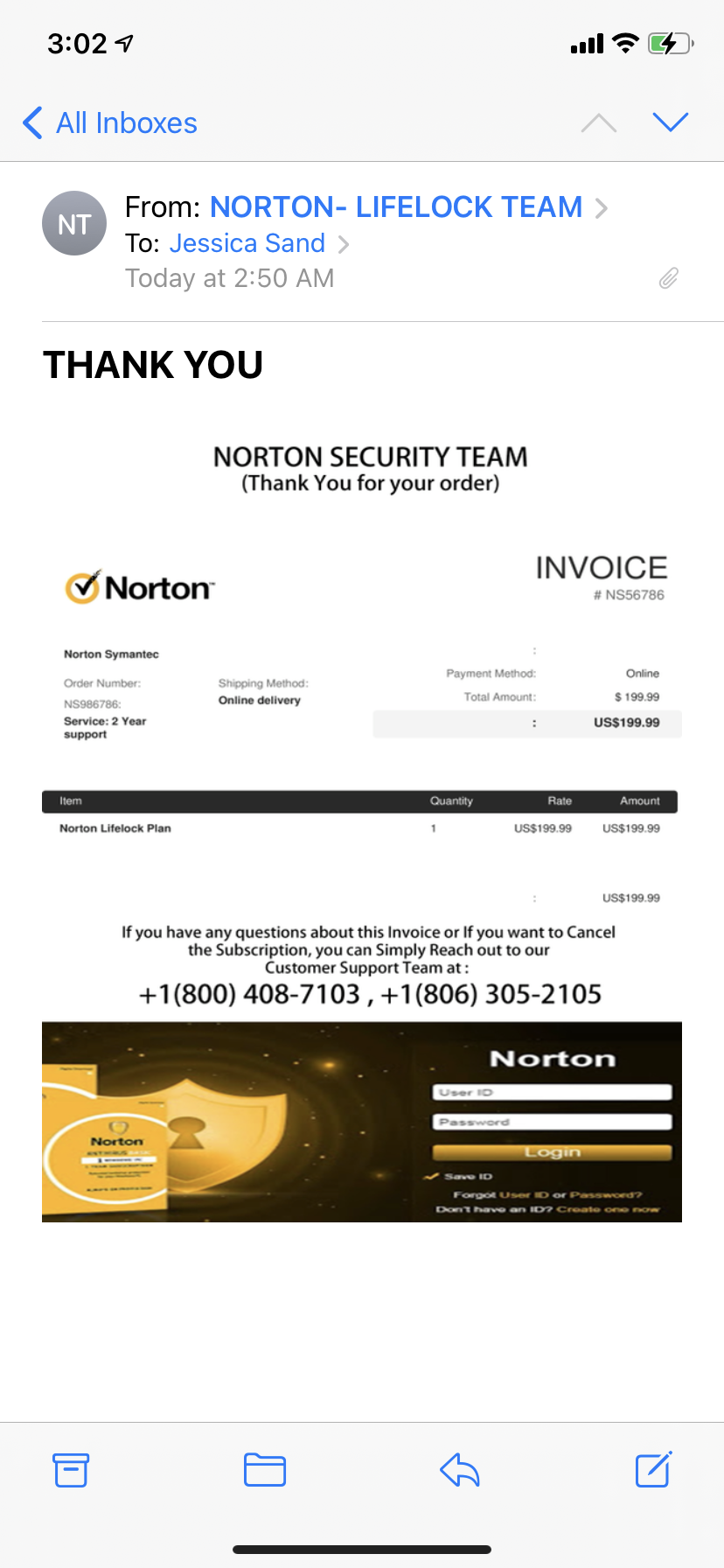 norton email scam